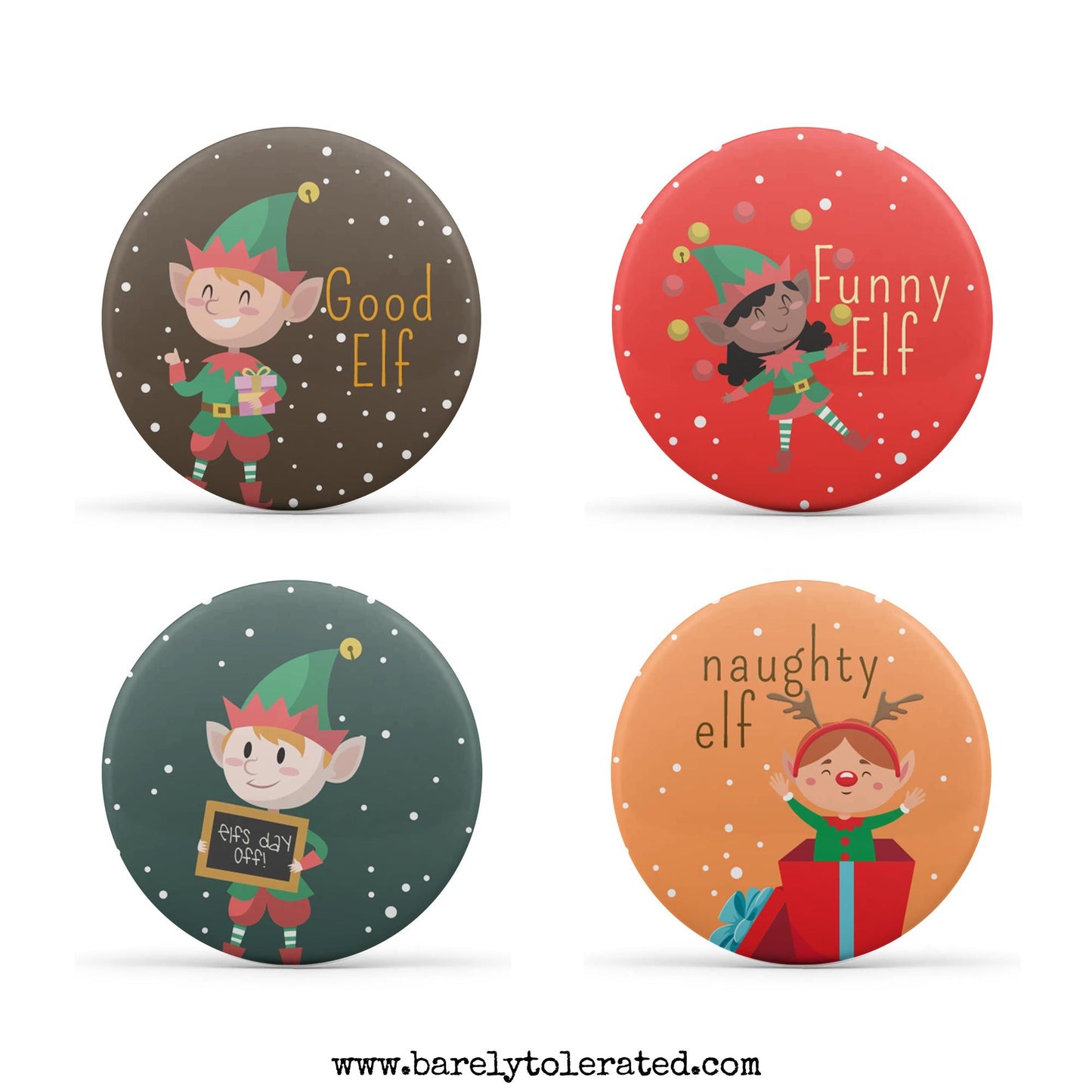 Elf on a Shelf Set of 4 38mm Badges Image