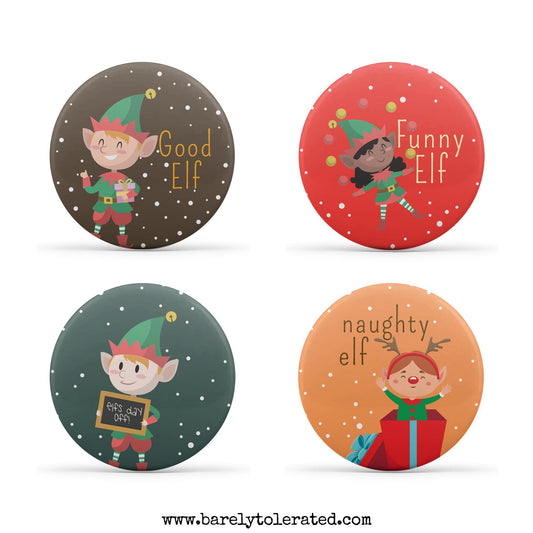 Elf on a Shelf Set of 4 38mm Badges Image
