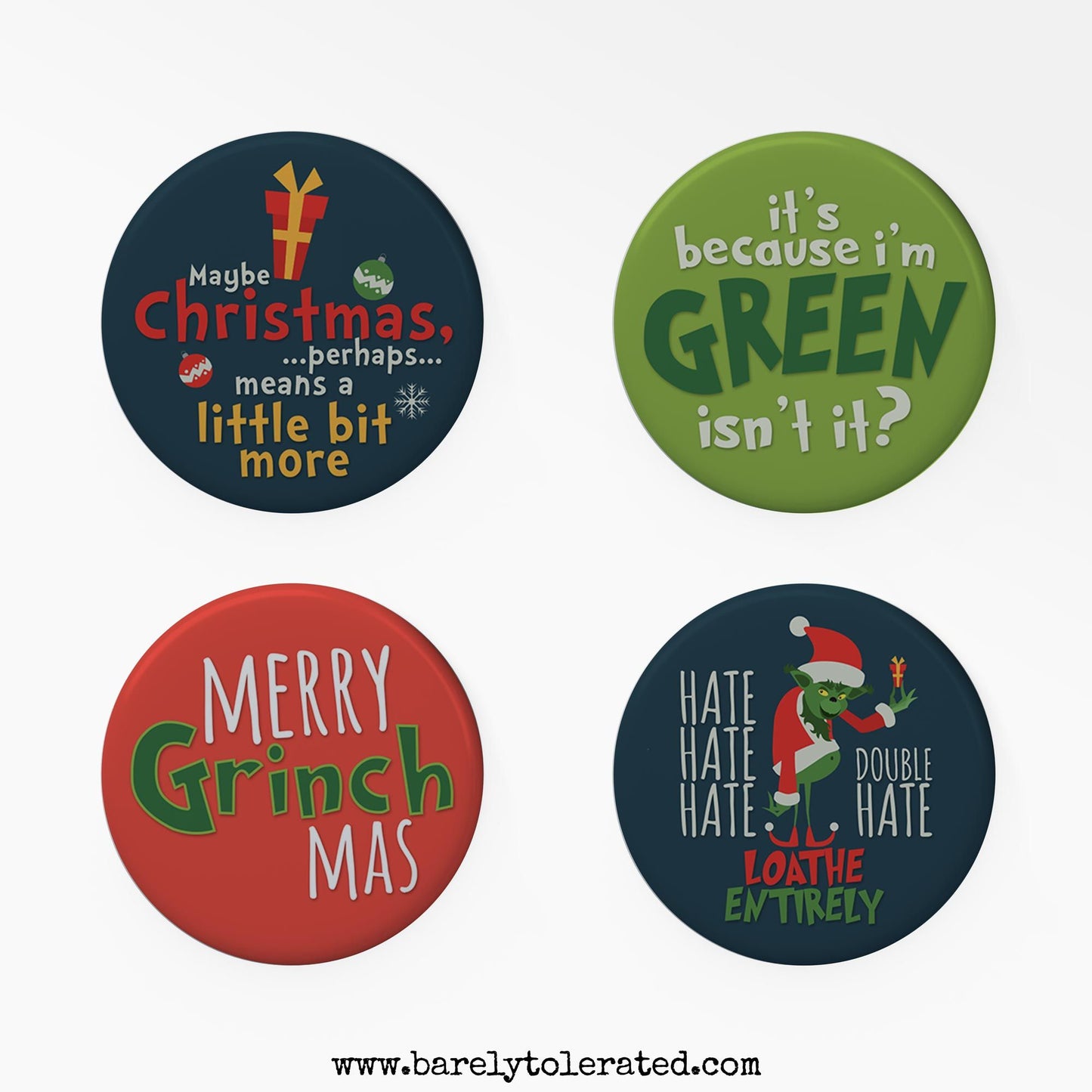 Set of 4 Grinch Inspired Badges Image