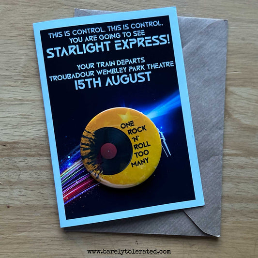 Starlight Express Reveal Card & Badge / Starlight Express Greeting Card
