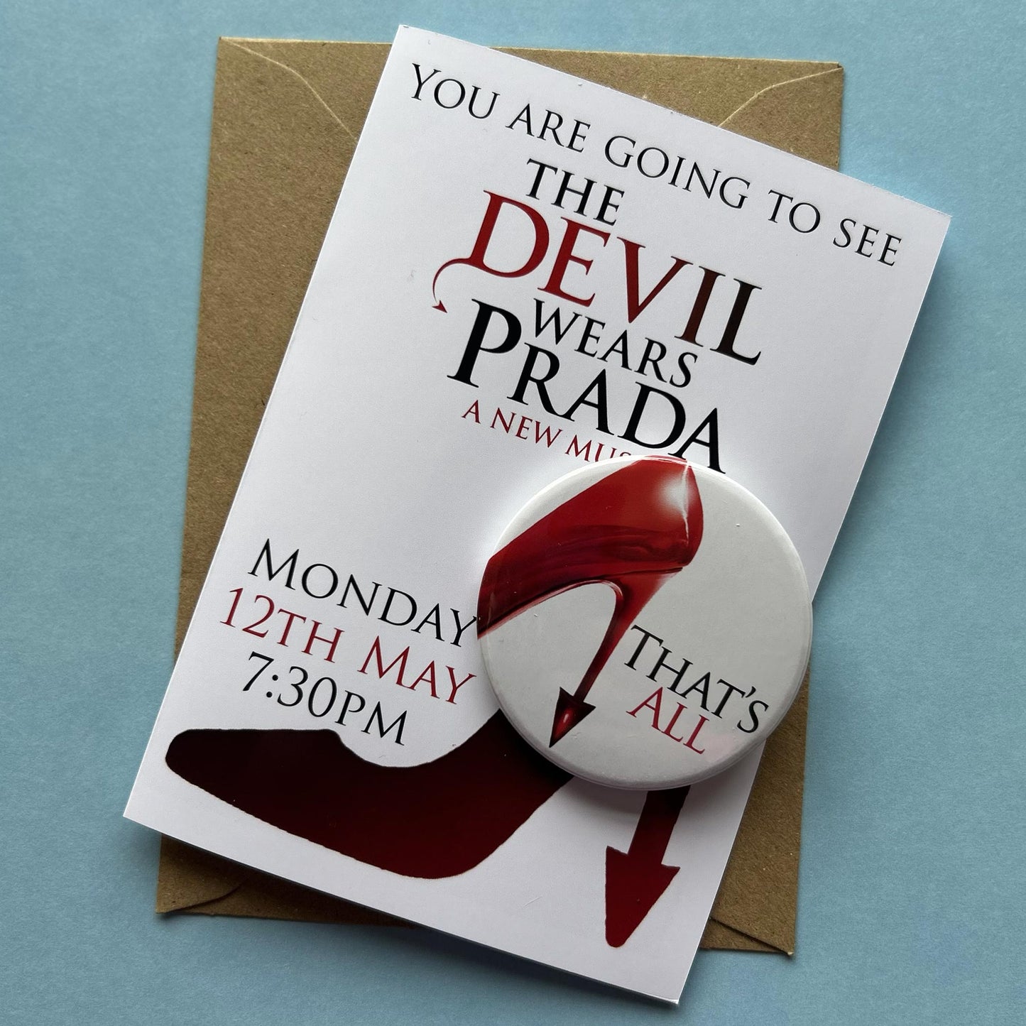 The Devil Wears Prada Reveal Card & Badge / The Devil Wears Prada Greeting Card