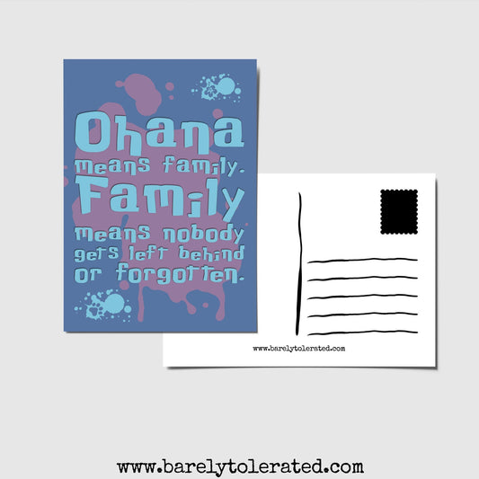 Ohana Means Family Postcard Image