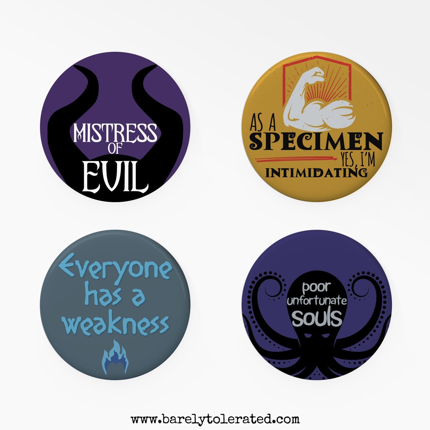 Set of 4 Villain Inspired Badges Image