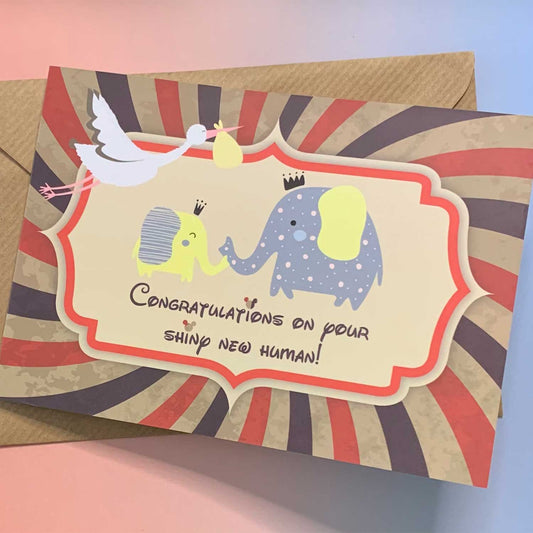 Congratulations on your Shiny New Human A6 Greeting Card